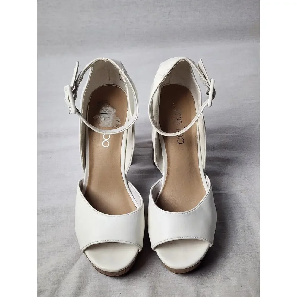 Me Too Eugena Women's 5.5 White Tall Heels Pumps Classy Formal Minimalist Preppy